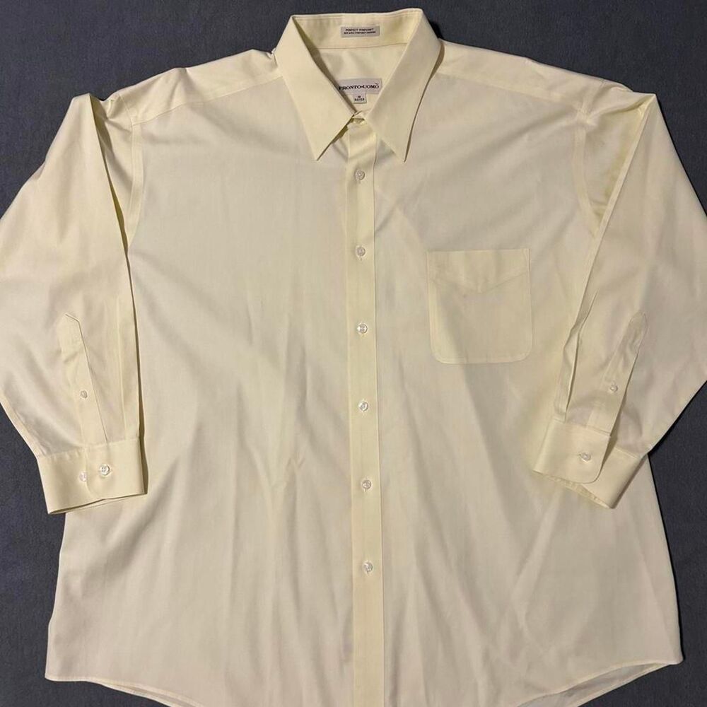 Pronto-uomo Men's Yellow and Cream Shirt
